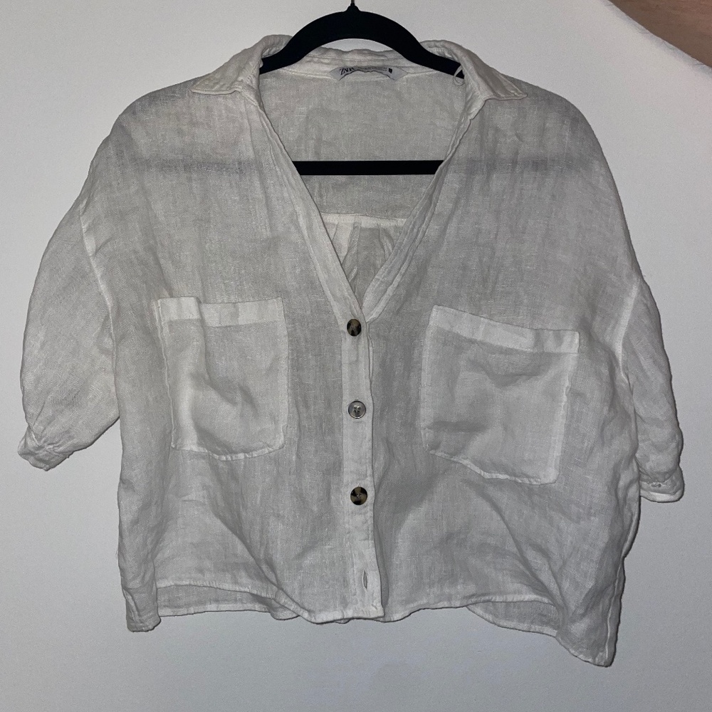LINEN ZARA SHORT SLEEVE SHIRT